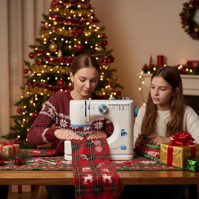 Stoigeld Sewing Machine for Beginners,Portable Sewing Machine with 12 Built-in Stitches,2 Speed(High-Low Speeds),2 Power Supply Method (blue white) - Image 2